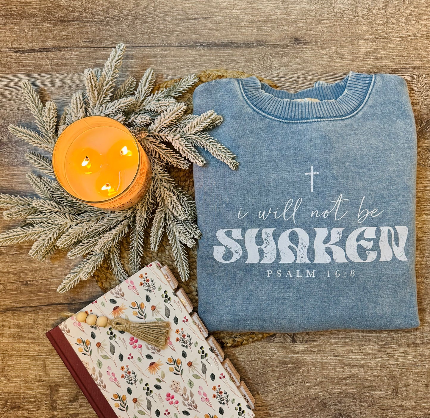 I Will Not Be Shaken Sweatshirt - Denim