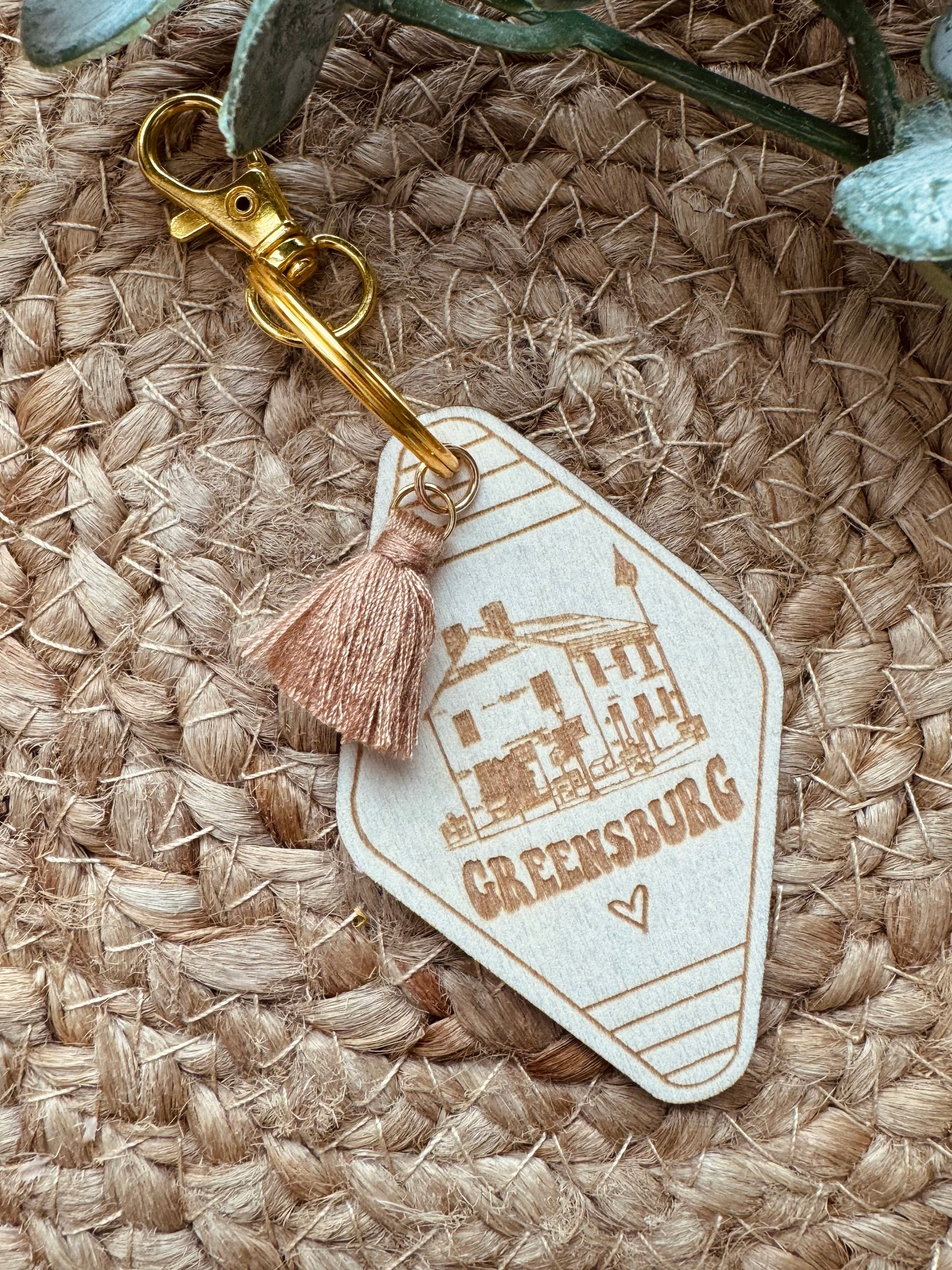 Wooden Tassel Keychain - Greensburg Courthouse