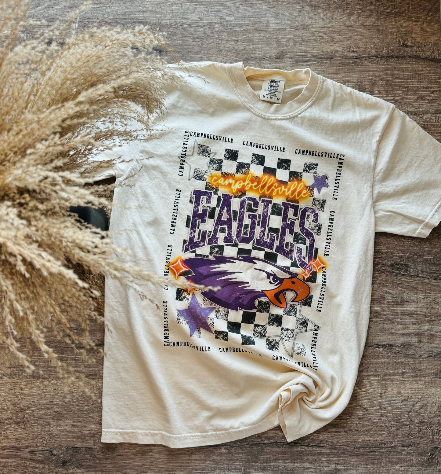 Checkered Stars Campbellsville Eagles Tee