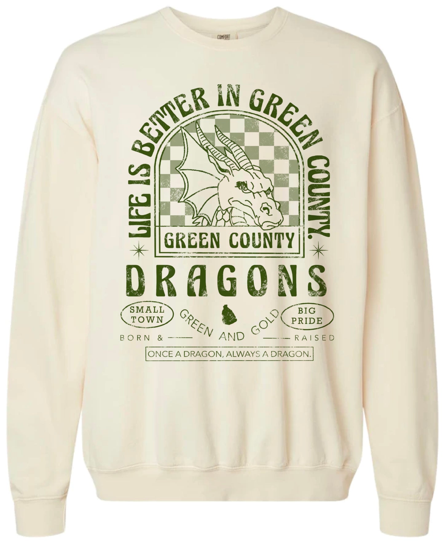 Vintage Style Green County Dragons Crewneck