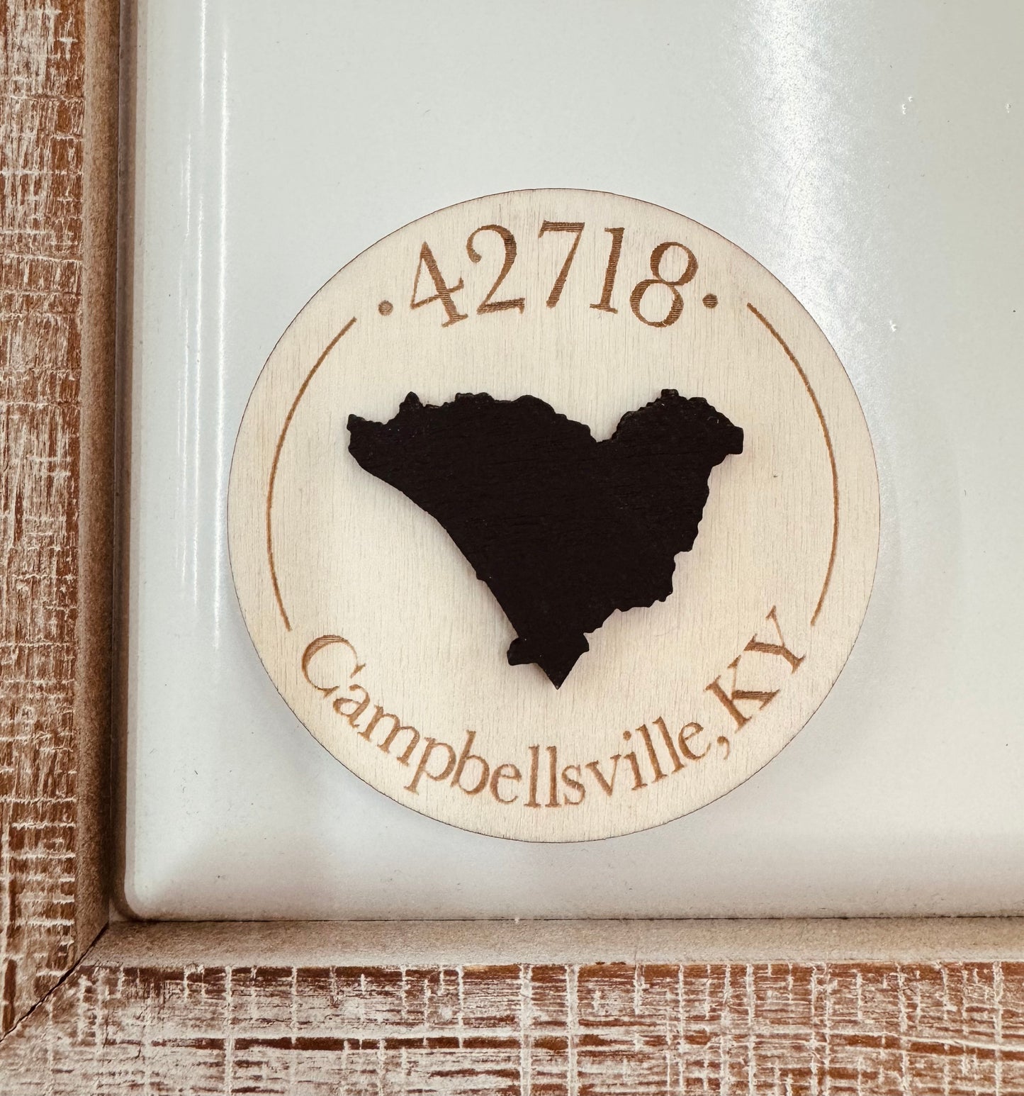 Wood Engraved Campbellsville Magnet