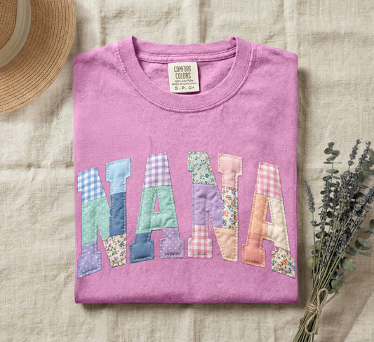 Faux Patchwork Nana Tee
